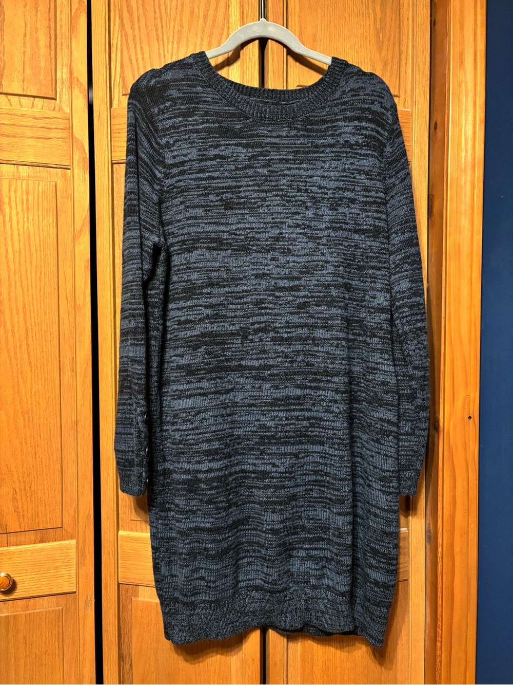 AB Studio Navy and Black Marled Knit Sweater